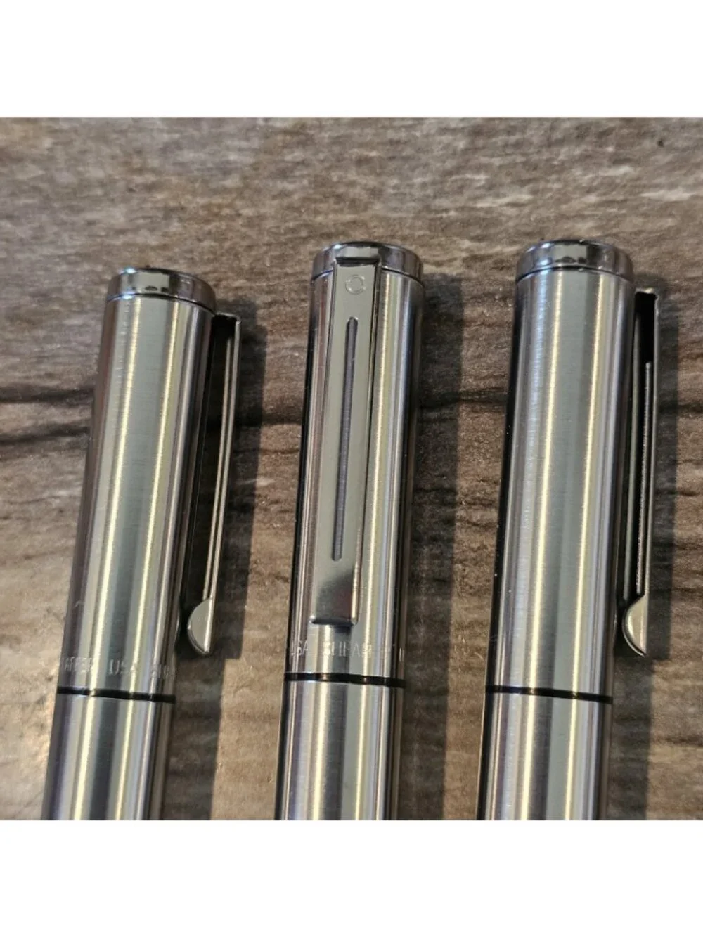 Lot Sheaffer Award Brushed Silver Fountain Pens Set Of 4 Medium USA